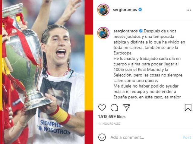 Ramos thất vọng vì không được dự EURO, báo Tây Ban Nha “vạch mặt” HLV Enrique