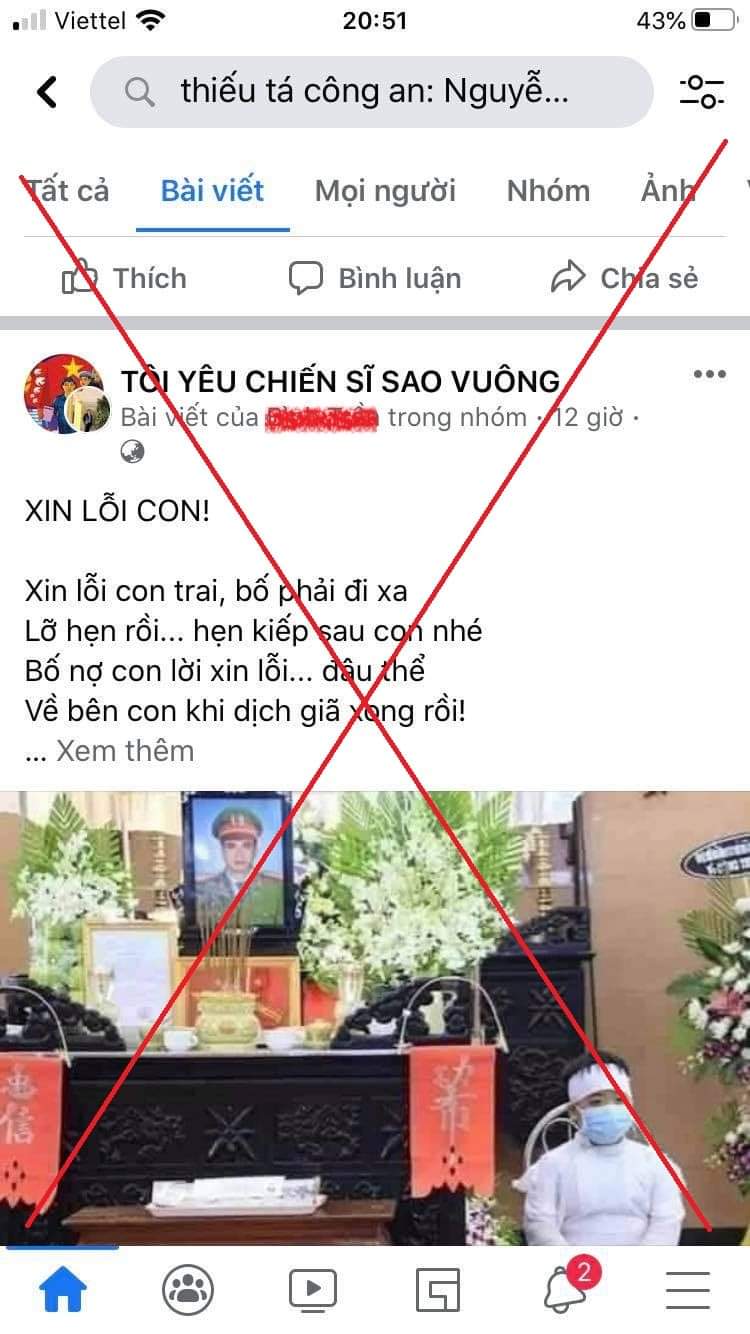 Bác bỏ thông tin Thiếu tá công an tử vong khi tham gia chống dịch tại Bắc Giang - 2