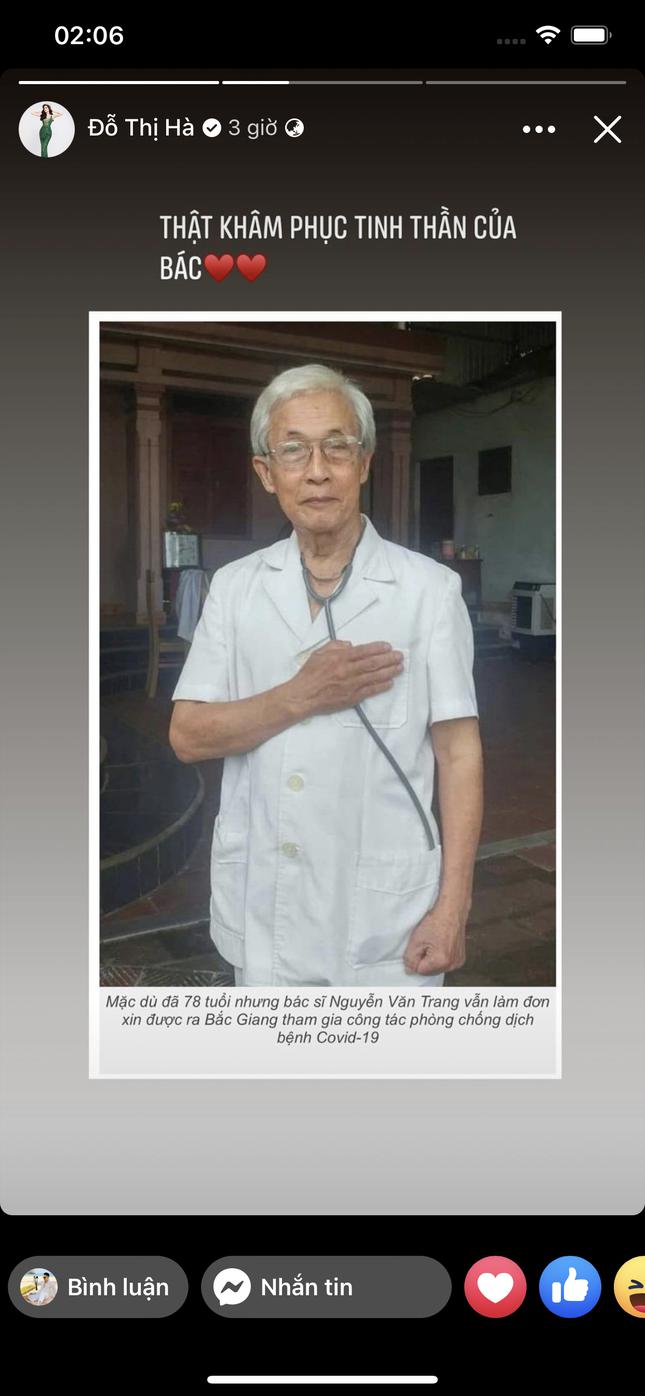 Hoa hậu Đỗ Thị Hà cảm phục bác sĩ 78 tuổi xung phong đi Bắc Giang chống dịch - 1