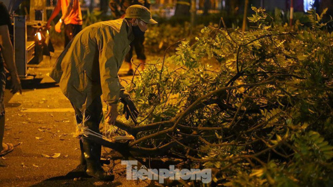 Xuyên đêm thu dọn hàng loạt cây đổ khắp phố phường Hà Nội sau mưa giông - 4