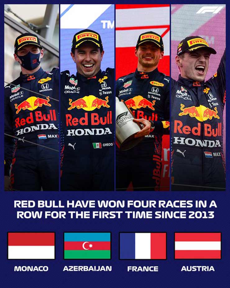 Đua xe F1, thống kê Styrian GP: Max Verstappen thống trị, Mercedes &#34;cơn hạn&#34; kỷ lục từ 2014 - 1