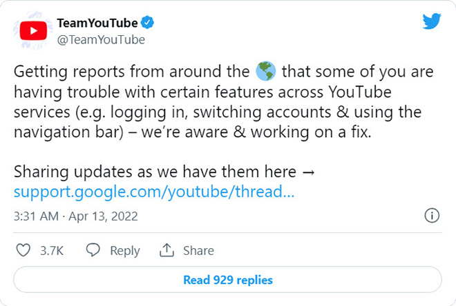 YouTube gặp sự cố gây ảnh hưởng đến người dùng toàn cầu - 3