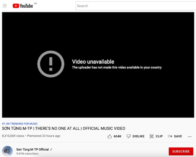 Vụ MV &#34;There&#39;s No One At All&#34;: Động thái mới của kênh YouTube Sơn Tùng M-TP - 1