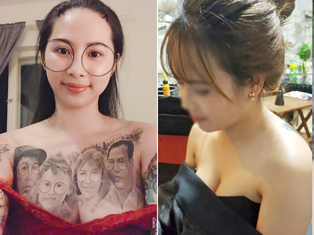 Xăm cả gia đình lên ngực và loạt hình xăm táo bạo của gái Việt