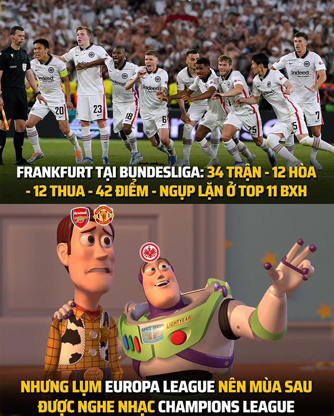 Ảnh chế: Frankfurt vô địch C2 có luôn vé dự C1, MU và Arsenal &#34;thèm khát&#34; - 1