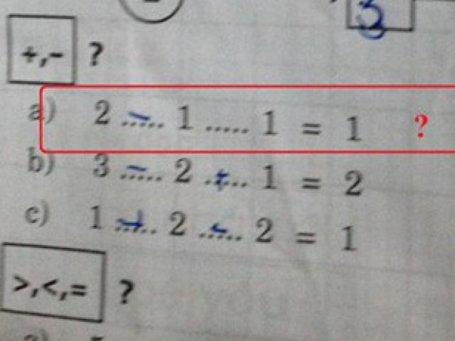 Bài Toán Tiểu học: ”Điền 2 ... 1 ... 1 = 1”, có đến 99% người trả lời sai, nhìn kĩ đề bài mà hết hiểu nổi
