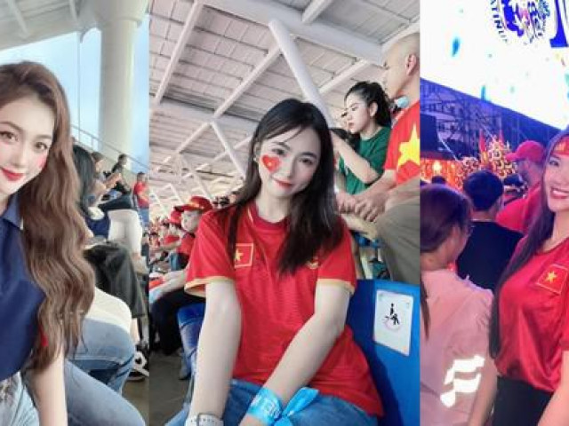 Cổ động viên nữ xinh đẹp 'tiếp lửa' trên khán đài trong trận U23 Việt Nam thắng U23 Thái Lan