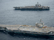 Hai nhóm tàu sân bay Mỹ tập trận ở nơi tàu Liêu Ninh vừa rời đi: Thông điệp gửi TQ?