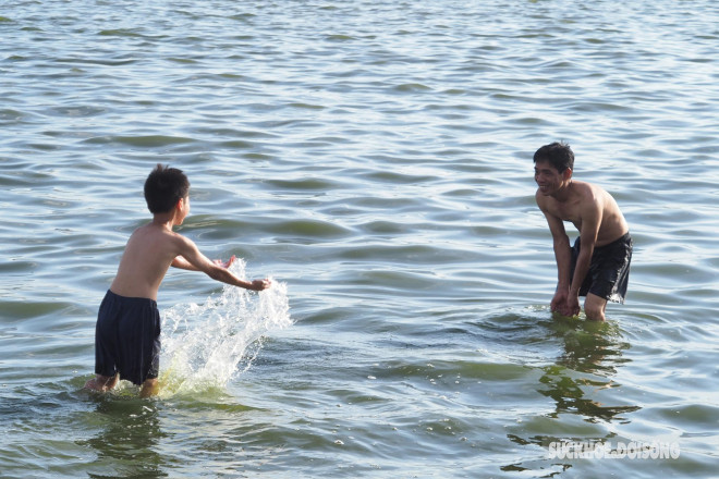Nắng nóng 40 độ C, người Hà Nội dắt thú cưng xuống Hồ Tây giải nhiệt - 6