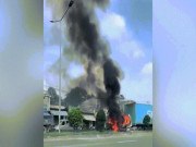 Xe container bất ngờ cháy nổ dữ dội khi đang chạy trên quốc lộ
