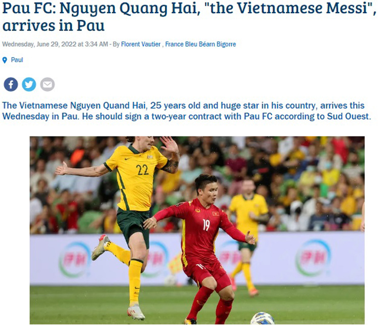 Báo Pháp gọi Quang Hải là &#34;Messi Việt Nam&#34;, tiết lộ thời điểm ra mắt Pau FC - 1