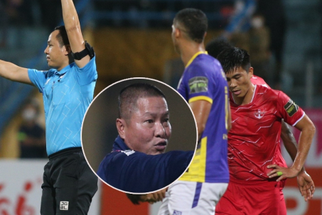 HLV Chu Đình Nghiêm “tố” trọng tài mắc lỗi quả penalty trận Hà Nội – Hải Phòng