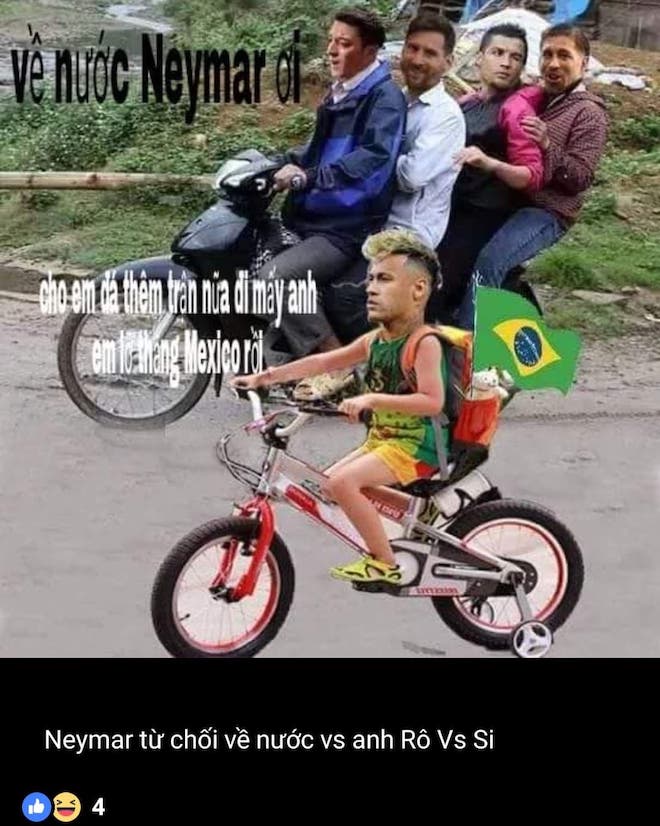 World Cup 2018: Dân mạng chế ảnh Messi kêu về, Neymar nói không