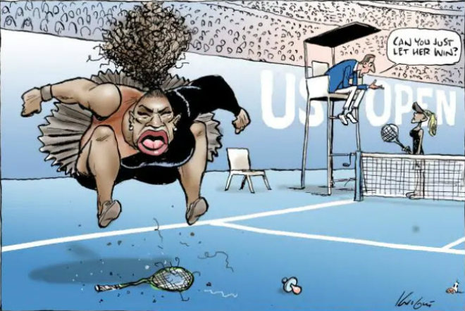 Trả giá đắt vì vẽ bức biếm họa Serena Williams nổi điên “đập vợt” - 1