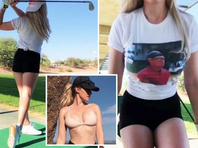 Nữ golf thủ gặp họa vì quá đẹp: Tung chiêu ”thả thính” Tiger Woods