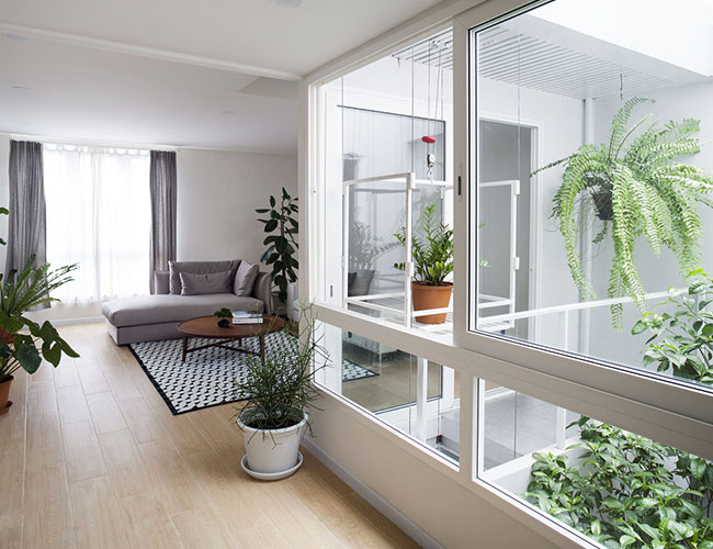 Cửa kính tạo cảm giác ngôi nhà rộng hơn và khung cửa trắng tăng thêm phần tinh tế và hiện đại cho không gian sống