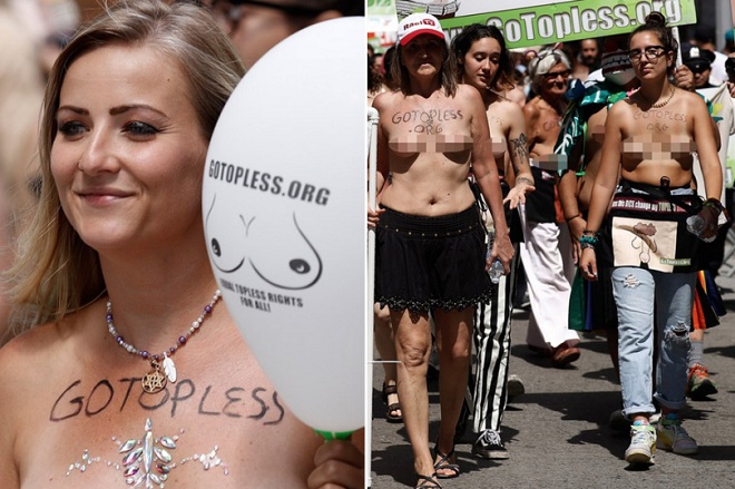 Phụ nữ ngực trần diễu hành ở New York, đòi quyền được “thả rông” - 1