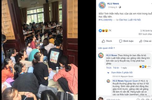 Bức ảnh sinh viên ĐH Luật ngồi học chật kín hành lang gây 'bão' mạng xã hội - 1