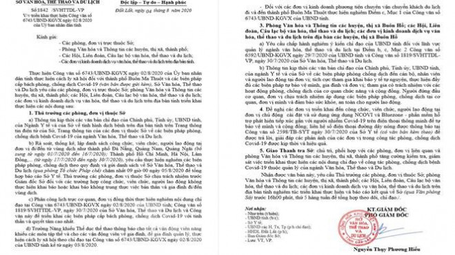 Sở Văn hóa Đắk Lắk lý giải chậm ra văn bản phòng chống COVID-19 - 2