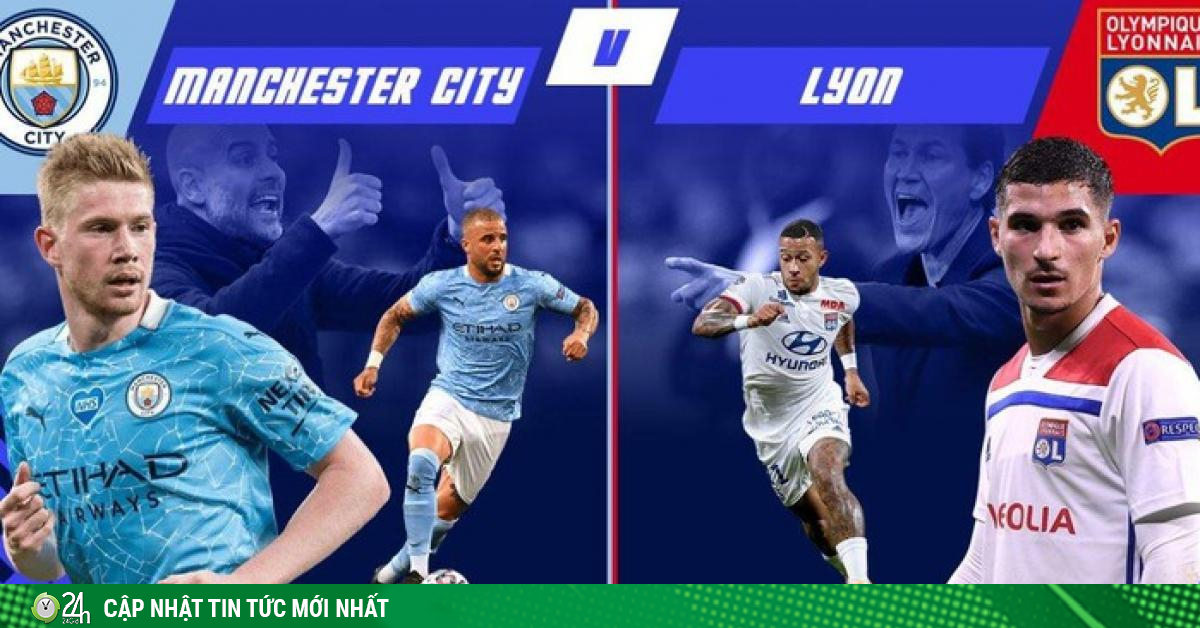 Lịch trực tiếp bóng đá và link xem trực tiếp hôm nay: Man City đấu Lyon xem kênh nào?