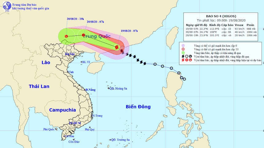 Thông tin mới về cường độ và vị trí đổ bộ của bão số 4 - 1