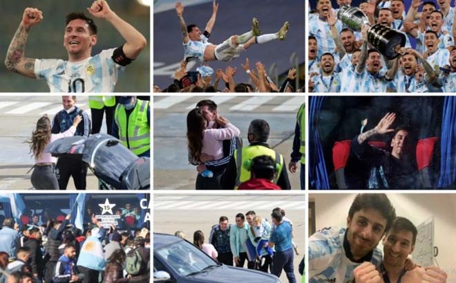 Messi ôm vợ yêu mừng lên ngôi Copa America, CĐV mở hội đón ĐT Argentina về nước - 1