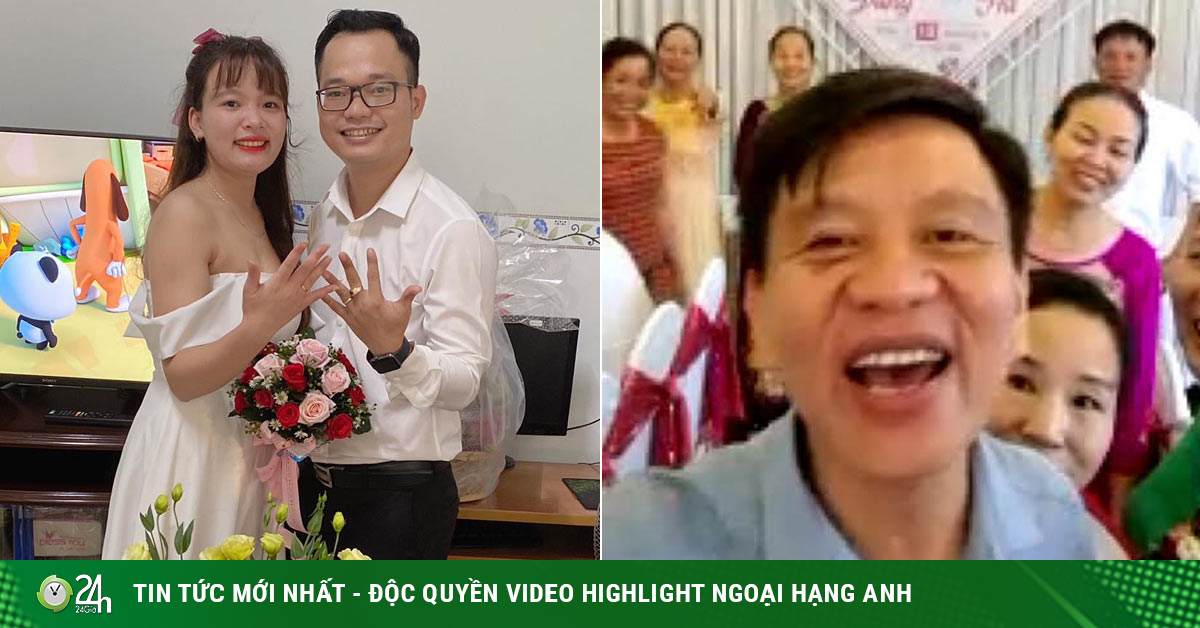 Cặp đôi tổ chức lễ cưới ở phòng trọ, họ hàng hai bên chúc mừng qua màn hình máy tính