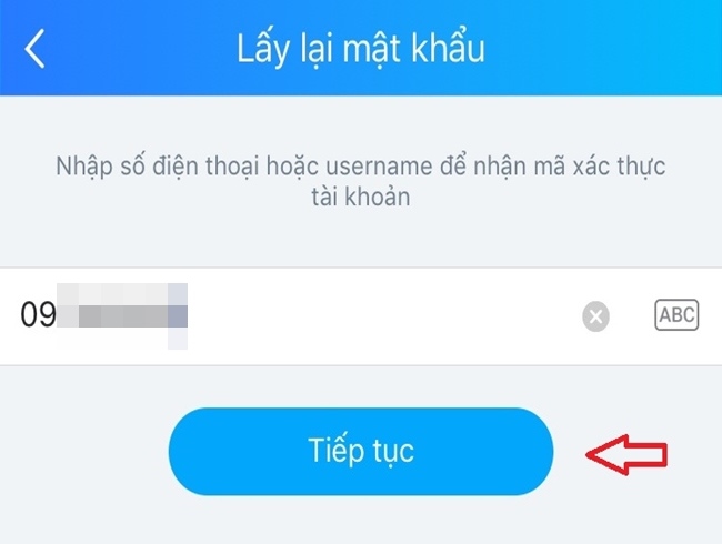 Cách lấy lại mật khẩu Zalo bằng username