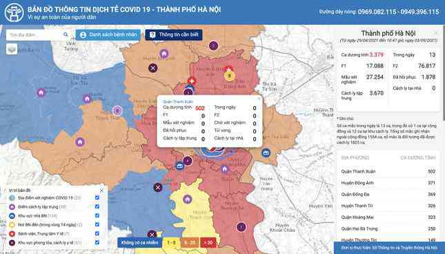 Bản đồ màu về dịch COVID-19 ở Hà Nội - 1