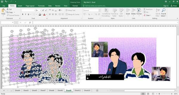 Using only Excel spreadsheets to create all kinds of beautiful pictures, the girl made netizens 