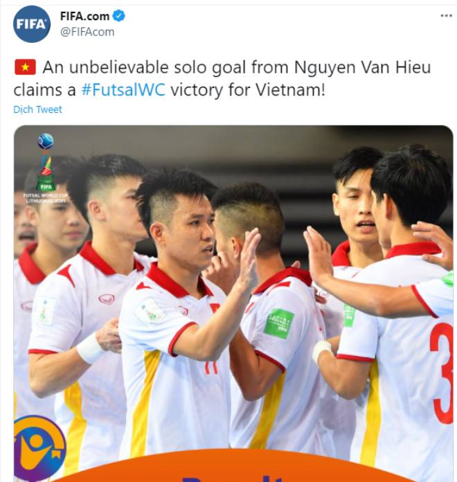 ĐT futsal Việt Nam thắng nghẹt thở ở World Cup, FIFA ca ngợi 2 người hùng