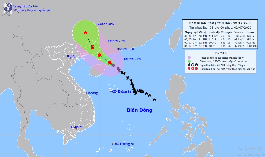 Bão số 1 đạt cấp độ cực đại, gió giật cấp 15, cách Quảng Ninh hơn 400km - 1