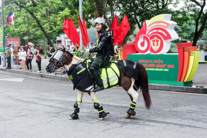Xem Cảnh sát cơ động kỵ binh diễu hành dũng mãnh và thân thiện ở phố đi bộ hồ Gươm - 9