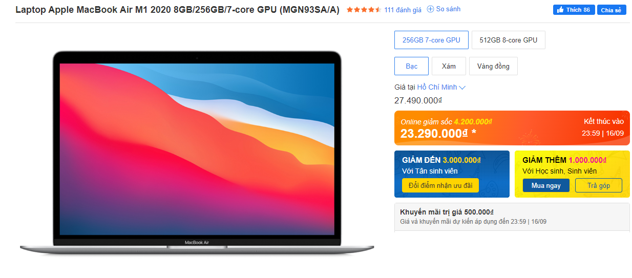 Bảng giá MacBook tháng 9: Từ 23,29 triệu đồng - 1