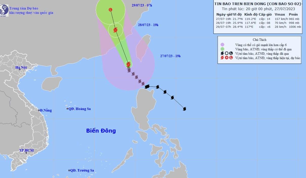 Bão số 2 Doksuri di chuyển nhanh trên Biển Đông, miền Bắc mưa to từ đêm nay - 1