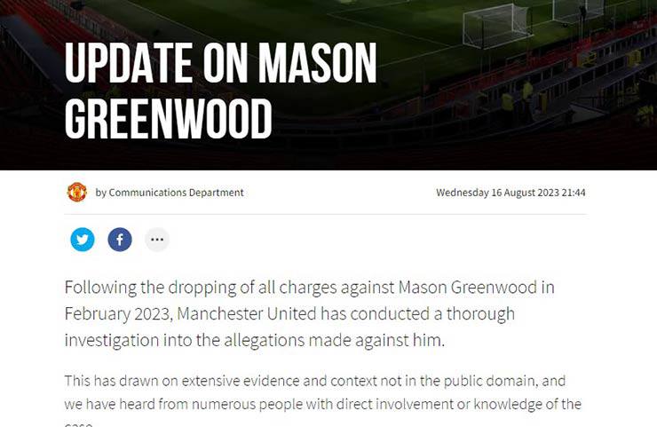 MU thông báo chính thức về tương lai Mason Greenwood - 2