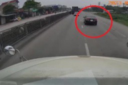 Clip: Chạy bất ổn, tài xế lái xe container gây tai họa cho ô tô con