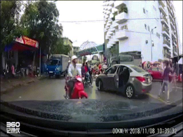Clip of young men watching drivers after traffic collisions