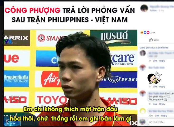 Ảnh chế “Công Phượng rê bóng lừa hậu vệ Philippines, lừa cả fan” ngập tràn Facebook - 4