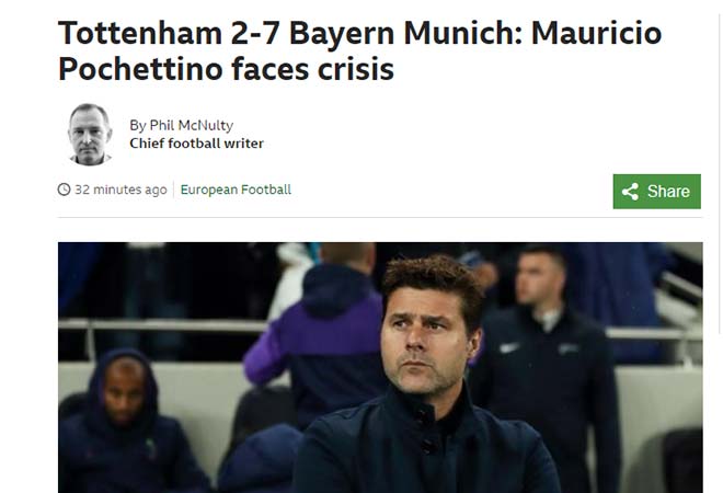 Tottenham thua địa chấn 2-7: Báo Anh sửng sốt, Pochettino có đến MU hay Real? - 1