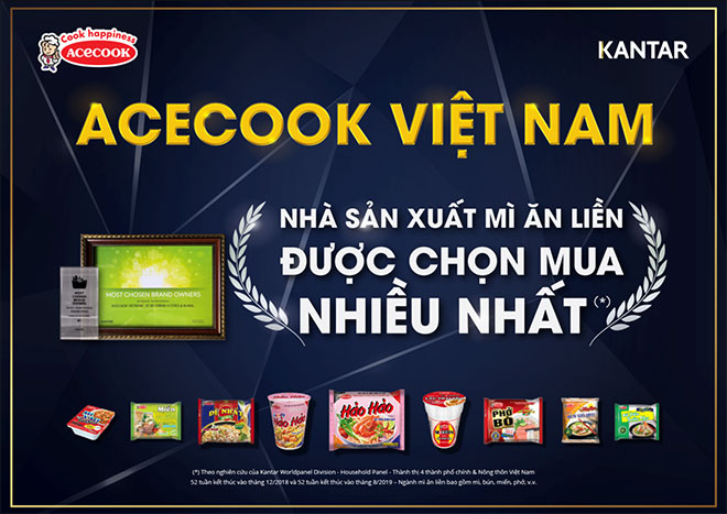 Acecook Việt Nam là nhà sản xuất mì ăn liền được người tiêu dùng lựa chọn