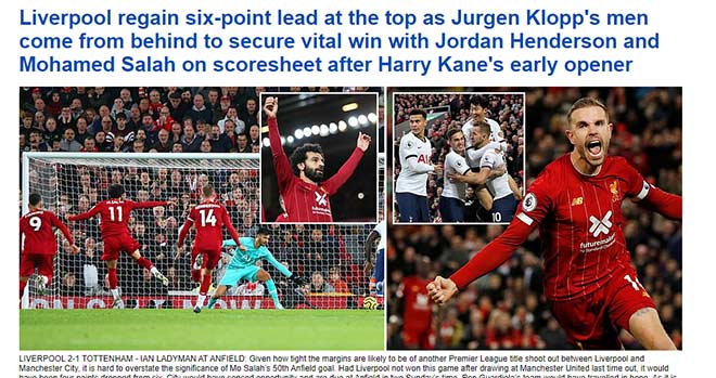 Liverpool xuất sắc hạ Tottenham: Báo Anh ngợi ca "trùm ngược dòng" - 1