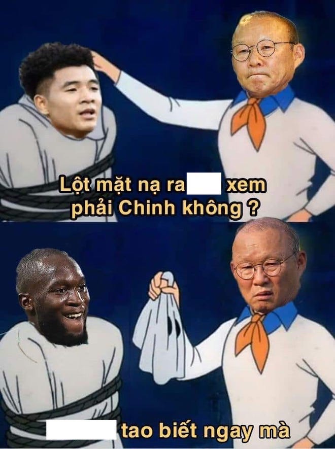 Dân mạng chế ảnh thầy Park lột mặt nạ Hà Đức Chinh ra Lukaku, sút bay 350 tỉ - 4