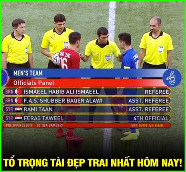 Tổ trọng tài đẹp trai nhất trận đấu giữa U22 Việt Nam và U22 Thái Lan.