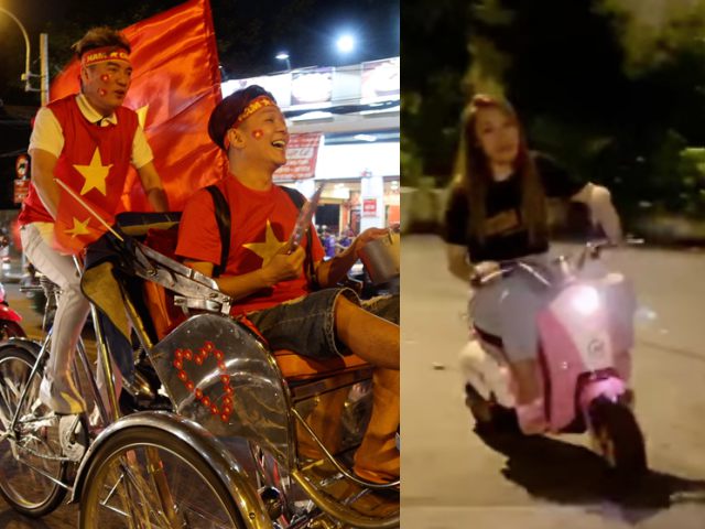 Mỹ Tâm lái ”siêu xe”, Mr Đàm đạp xích lô ”đi bão” mừng U22 Việt Nam vô địch