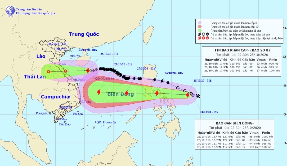 Bão số 8 áp sát đất liền Hà Tĩnh - Quảng Trị, một cơn bão mới tiếp tục hình thành - 1