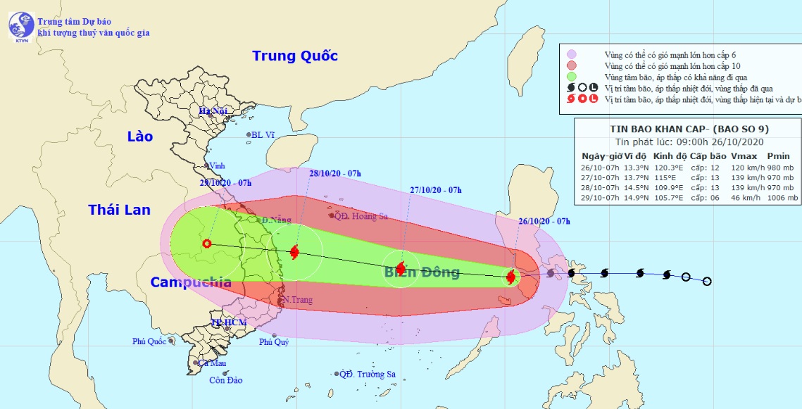 Bão số 9 giật cấp 14 đã vào Biển Đông, đang hướng về miền Trung - 1