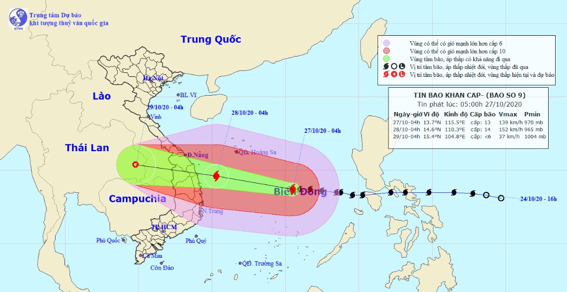 Thông tin mới nhất về bão số 9 cuồng phong đang hướng vào Đà Nẵng – Phú Yên - 1