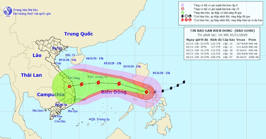 Bão Goni áp sát Biển Đông, hướng vào các tỉnh Đà Nẵng đến Phú Yên - 1