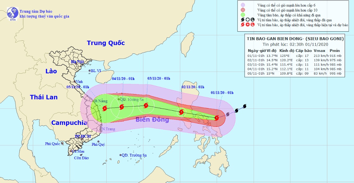 Siêu bão Goni di chuyển nhanh vào Biển Đông, miền Trung chuẩn bị ứng phó - 1